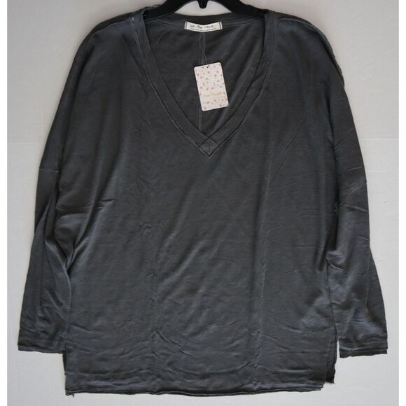 We The Free x FP OB1078864 Women's Sz L Black/Charcoal On My Mind V-Neck Shirt - Picture 7 of 9